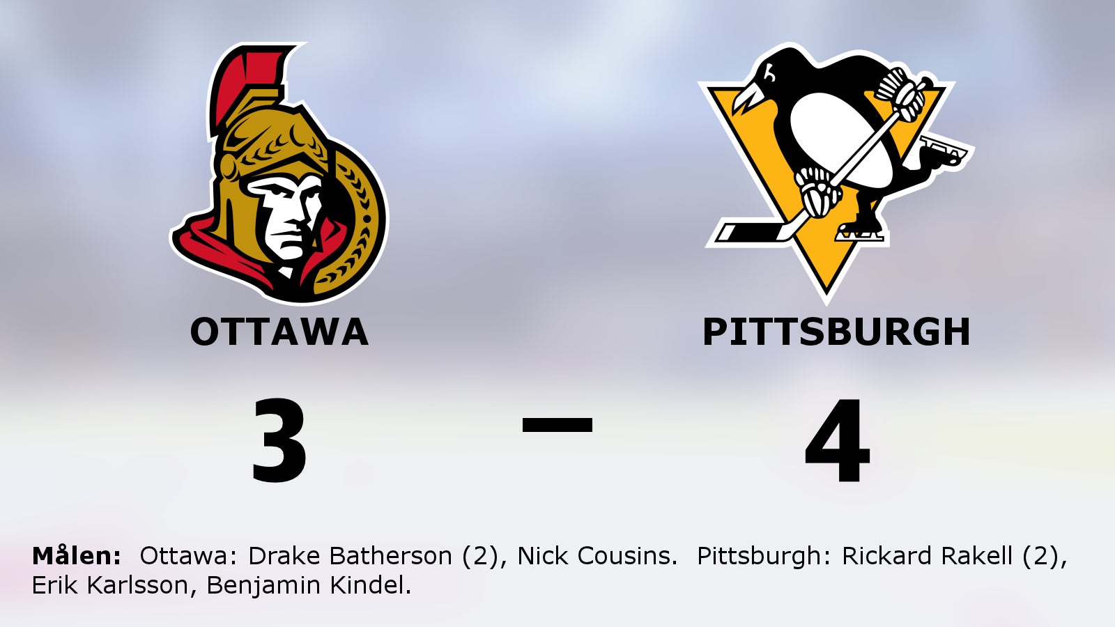 Straffar avgjorde – Pittsburgh vann mot Ottawa