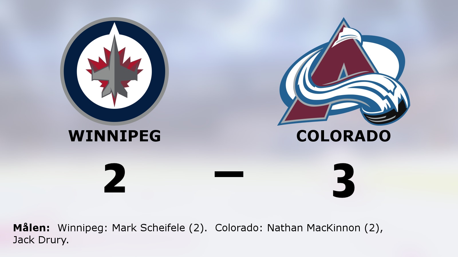 Colorado avgjorde tät match mot Winnipeg i tredje perioden