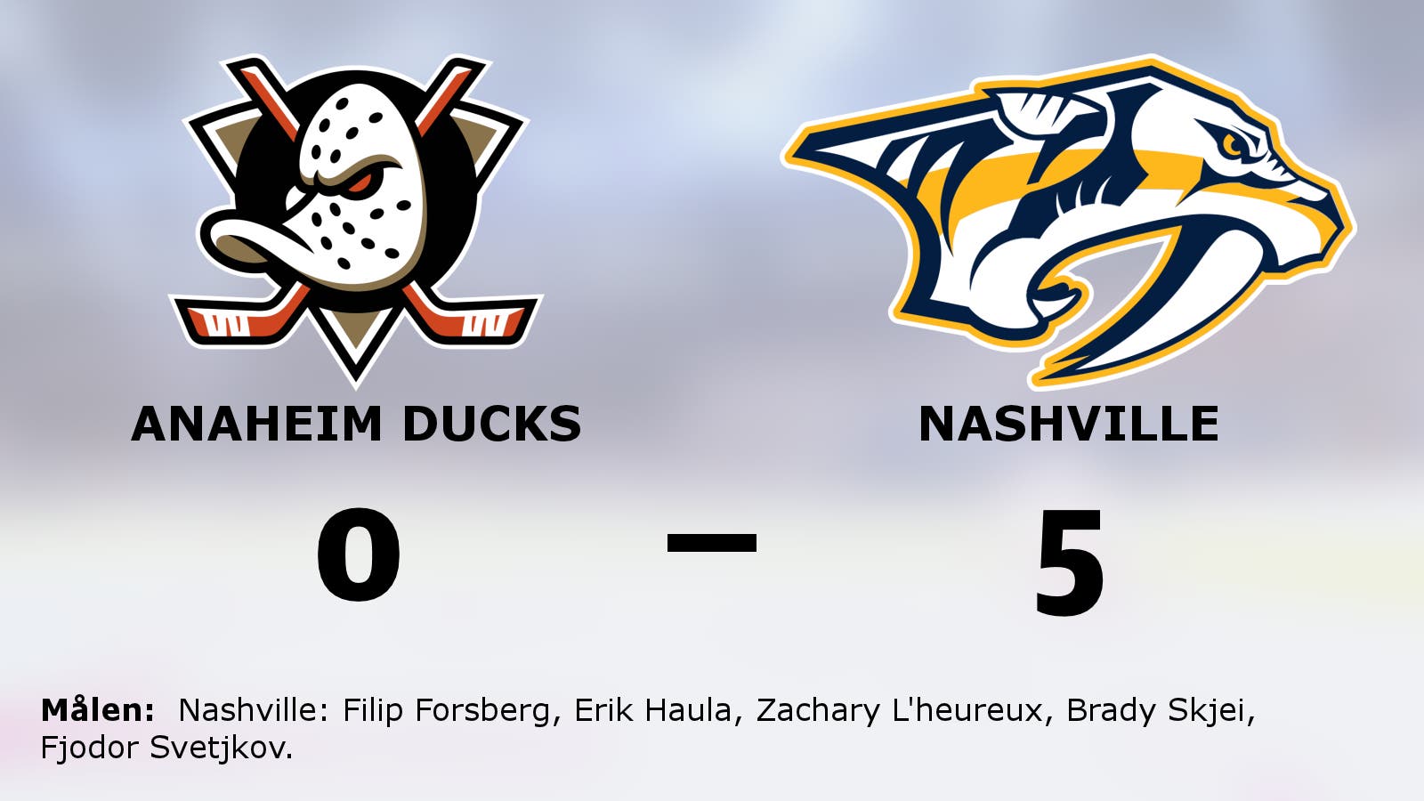 Klar seger för Nashville som höll nollan mot Anaheim Ducks