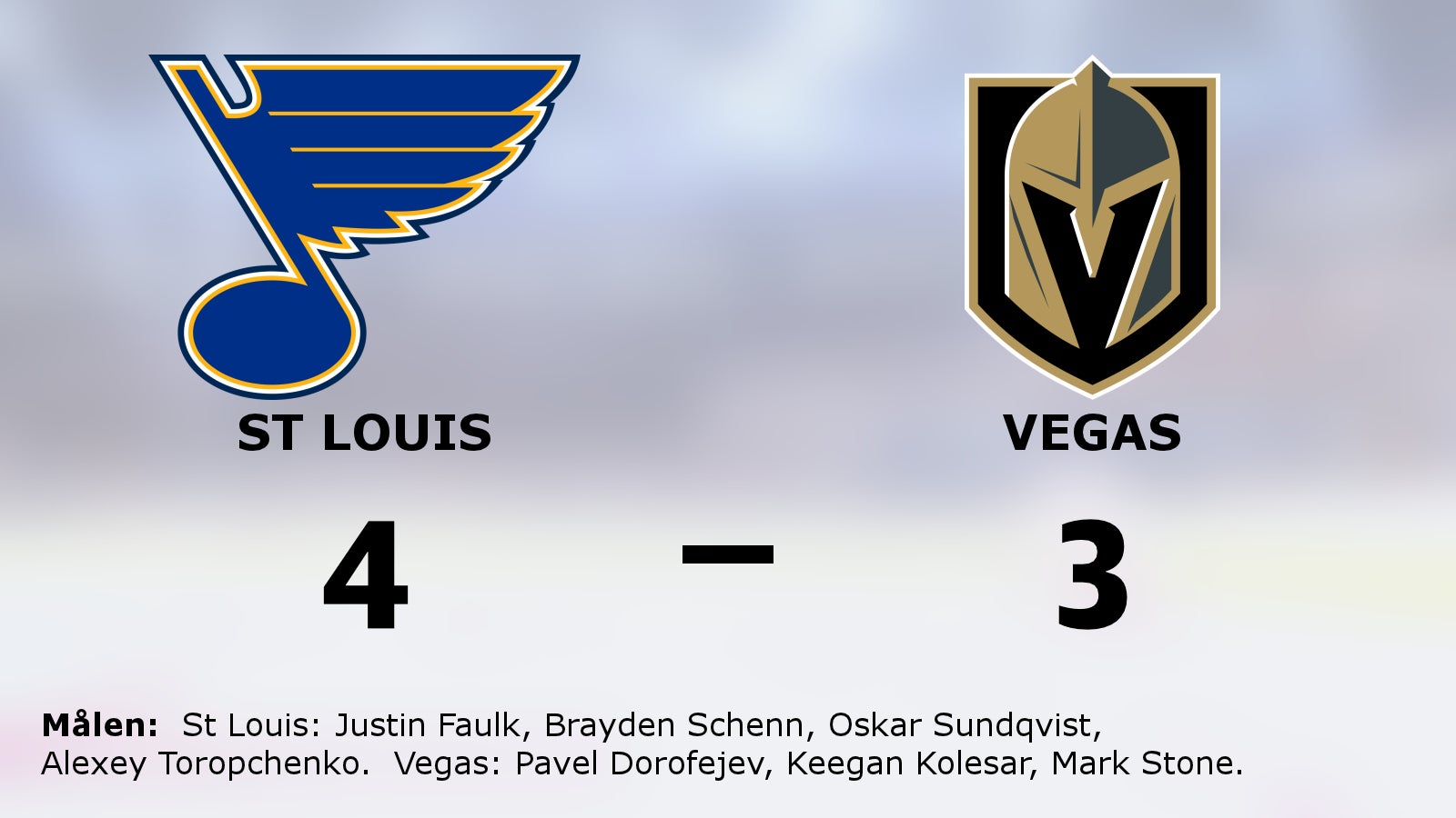 Uddamålsseger för St Louis som besegrade Vegas