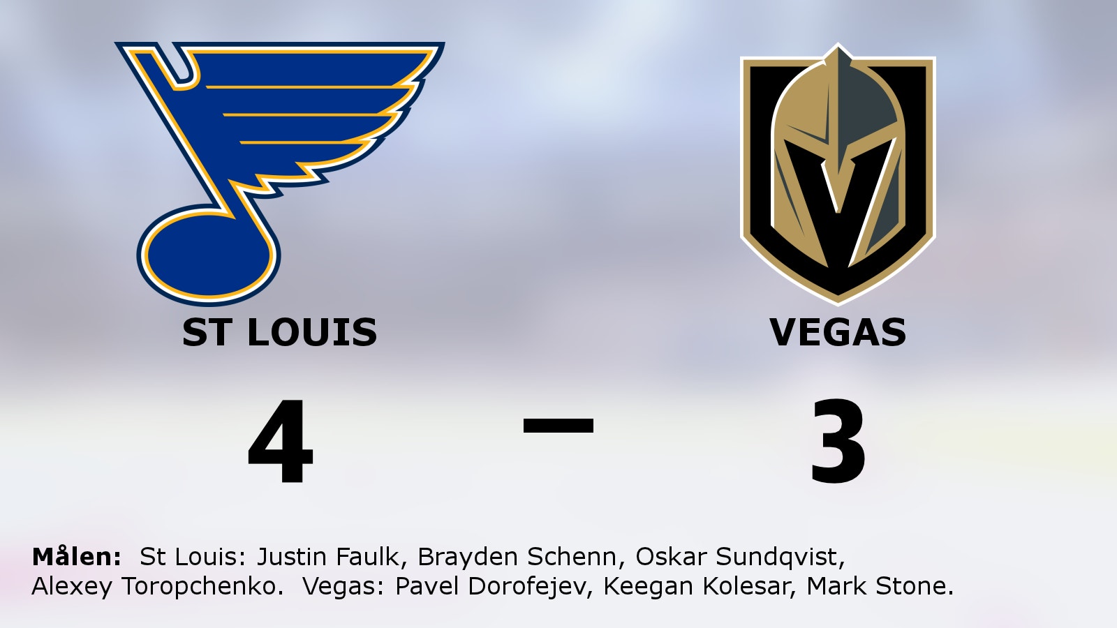 Uddamålsseger för St Louis som besegrade Vegas