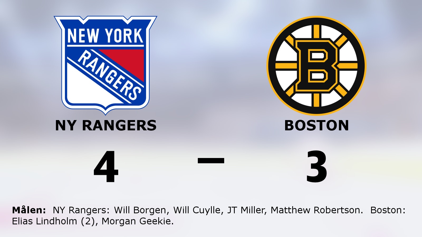 NY Rangers vann i förlängningen mot Boston