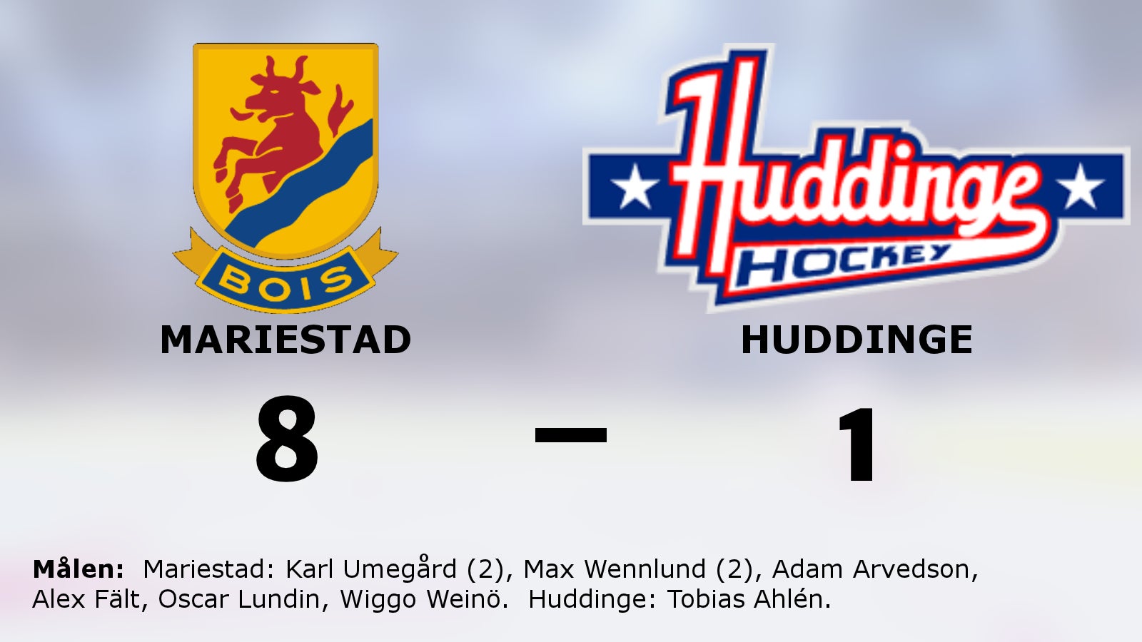 Mariestad utklassade Huddinge – vann med 8–1
