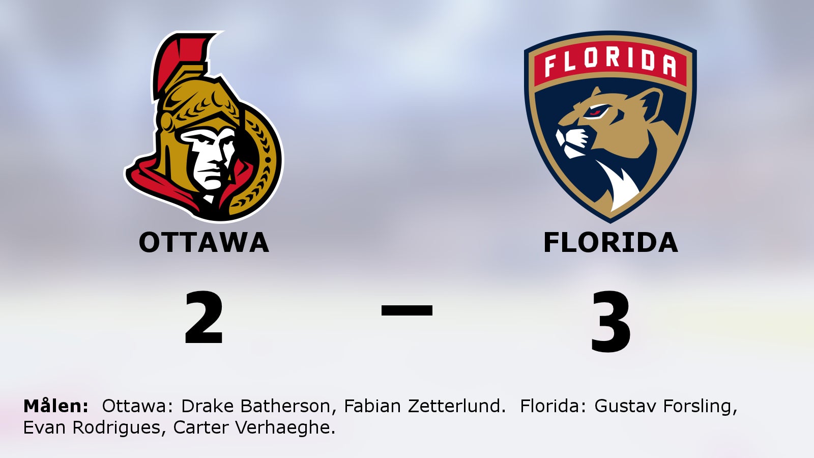 Florida besegrade Ottawa med knapp marginal