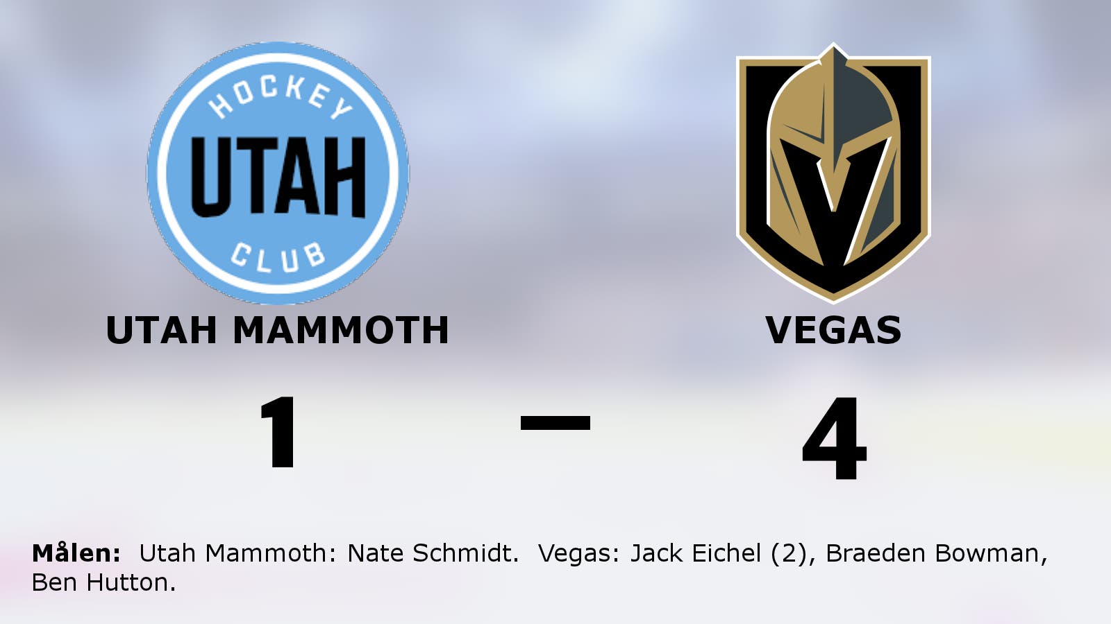 Jack Eichel gjorde två mål för Vegas i segern mot Utah Mammoth