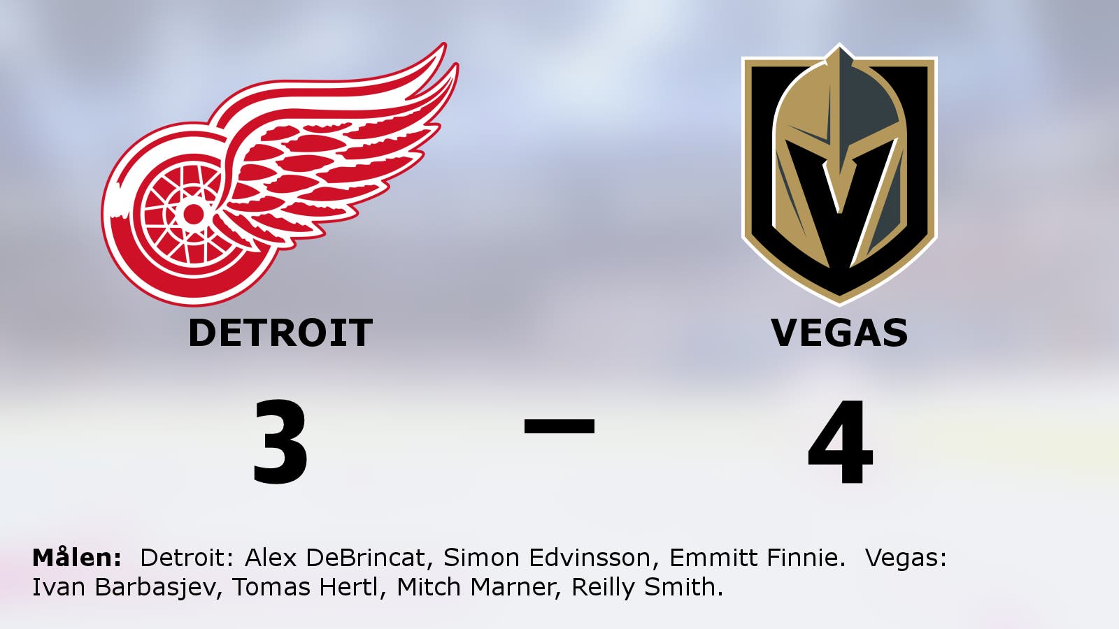 Seger för Vegas i toppmötet med Detroit