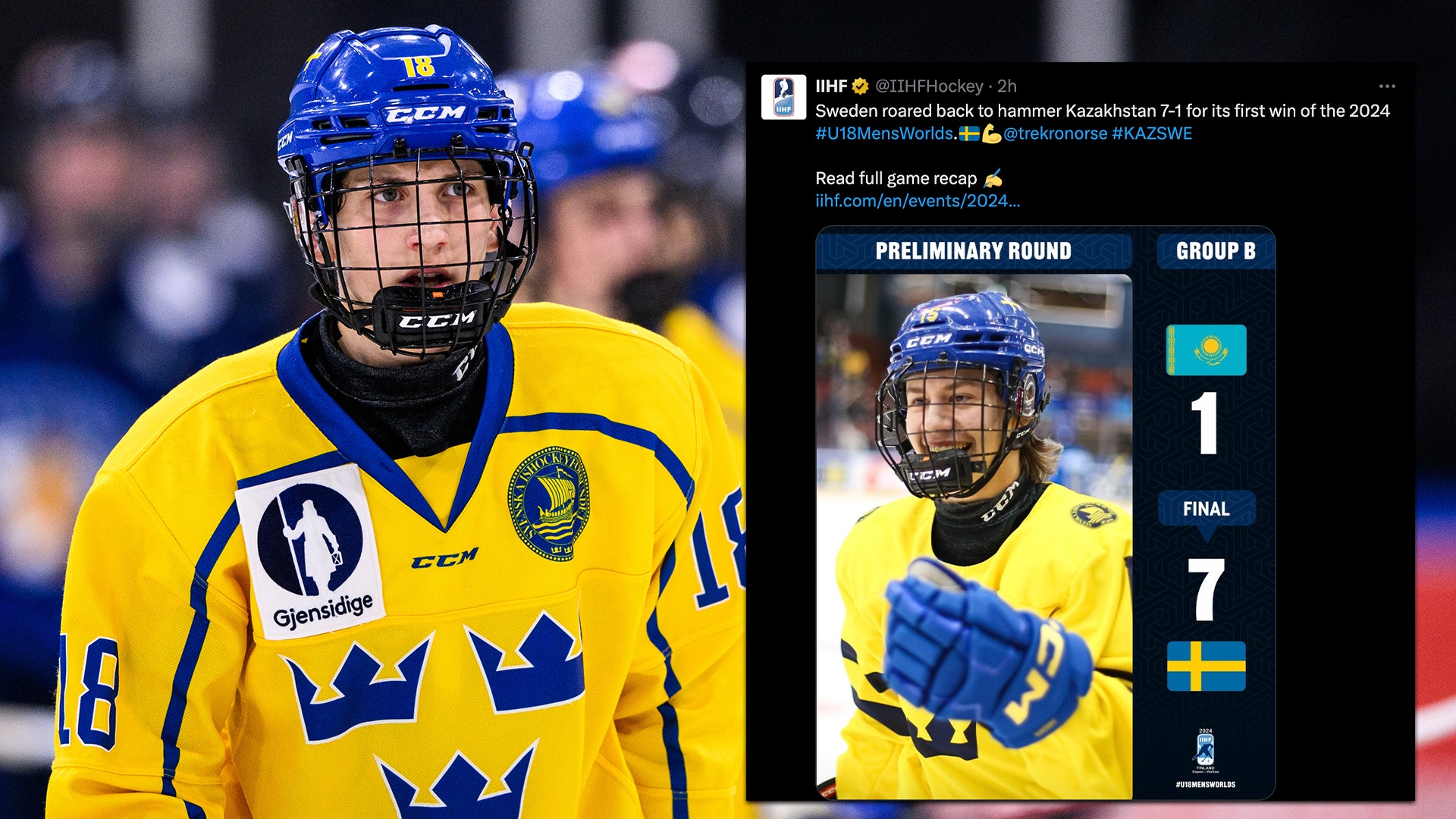 Jesper Zerman/Bildbyrån, Skärmdump IIHF på X