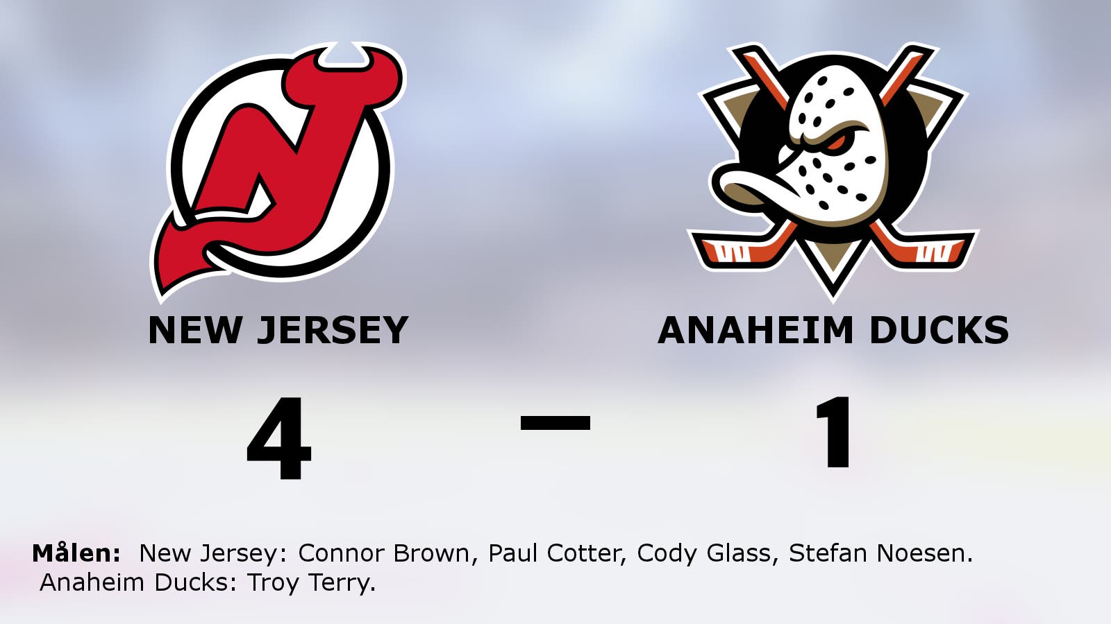 Seger för New Jersey mot Anaheim Ducks i NHL