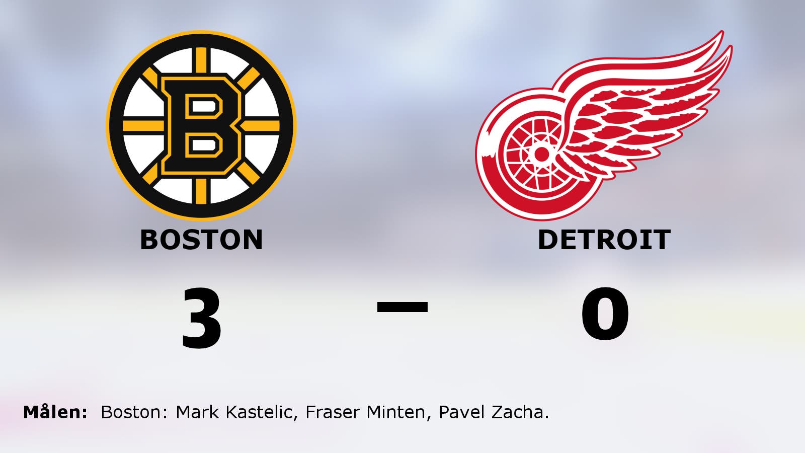Bostons fina svit håller i sig efter 3–0 mot Detroit