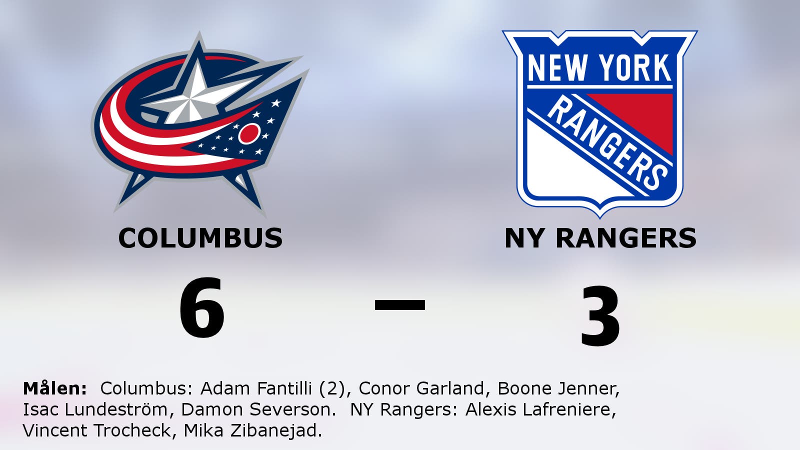 Fantillis dubbel bakom Columbus seger mot NY Rangers