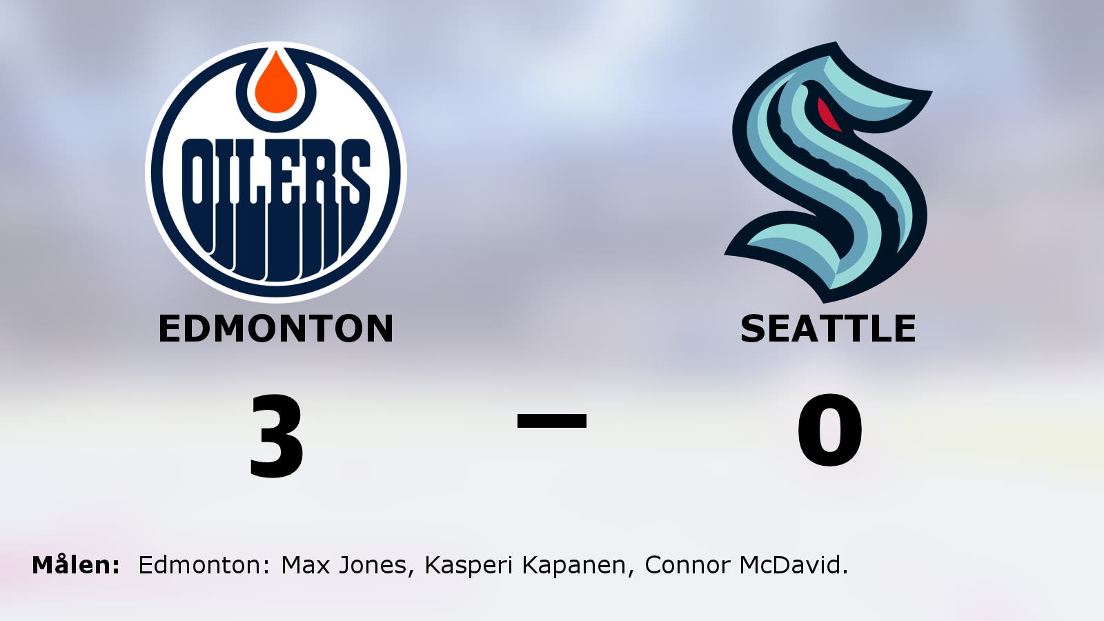 Edmontons segerrad fortsätter efter 3–0 mot Seattle