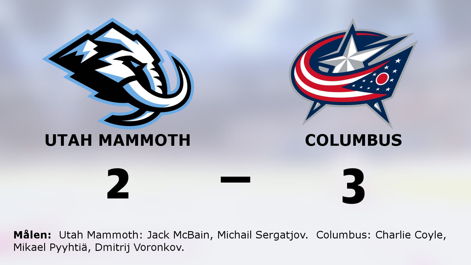 Efter förlustraden: Seger igen för Columbus – 3–2 mot Utah Mammoth