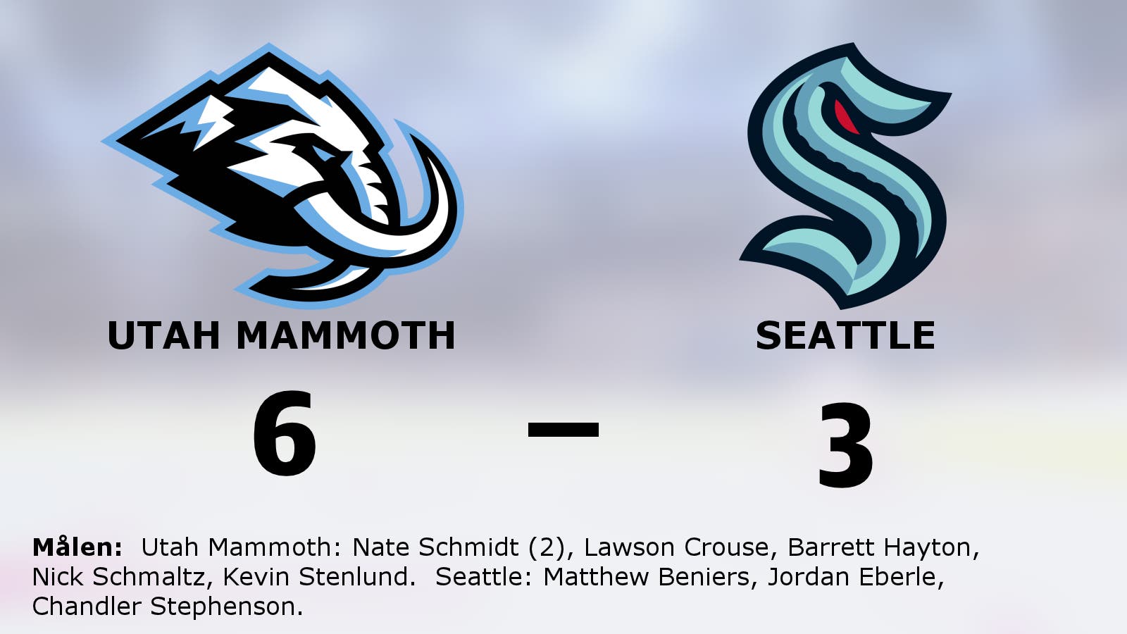 Utah Mammoth vann efter avgörande i tredje perioden mot gästande Seattle