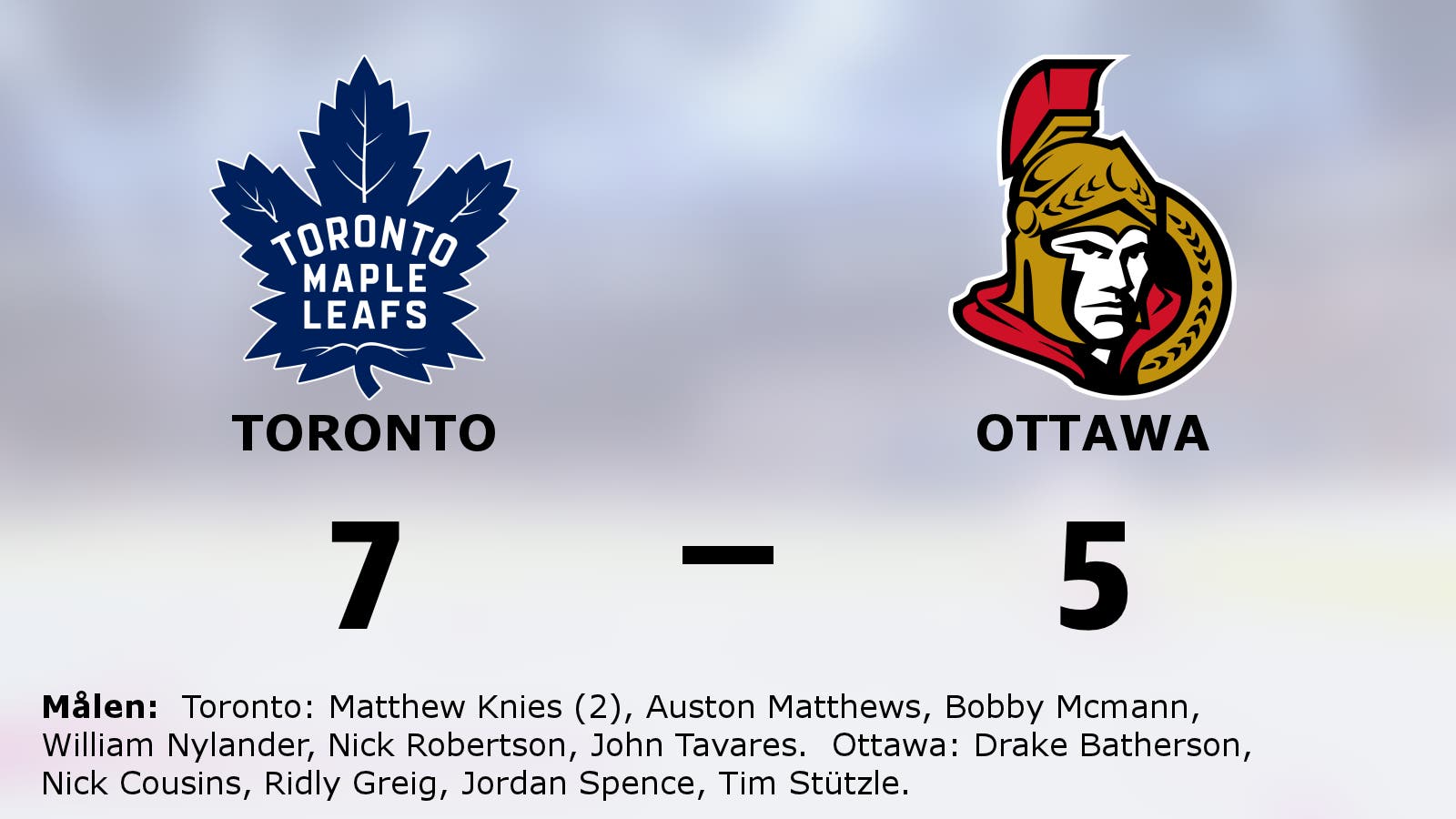 Matthew Knies matchvinnare när Toronto besegrade Ottawa