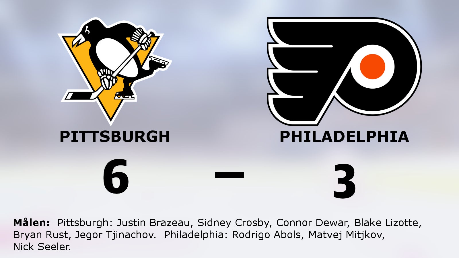Pittsburgh segrade mot Philadelphia i NHL