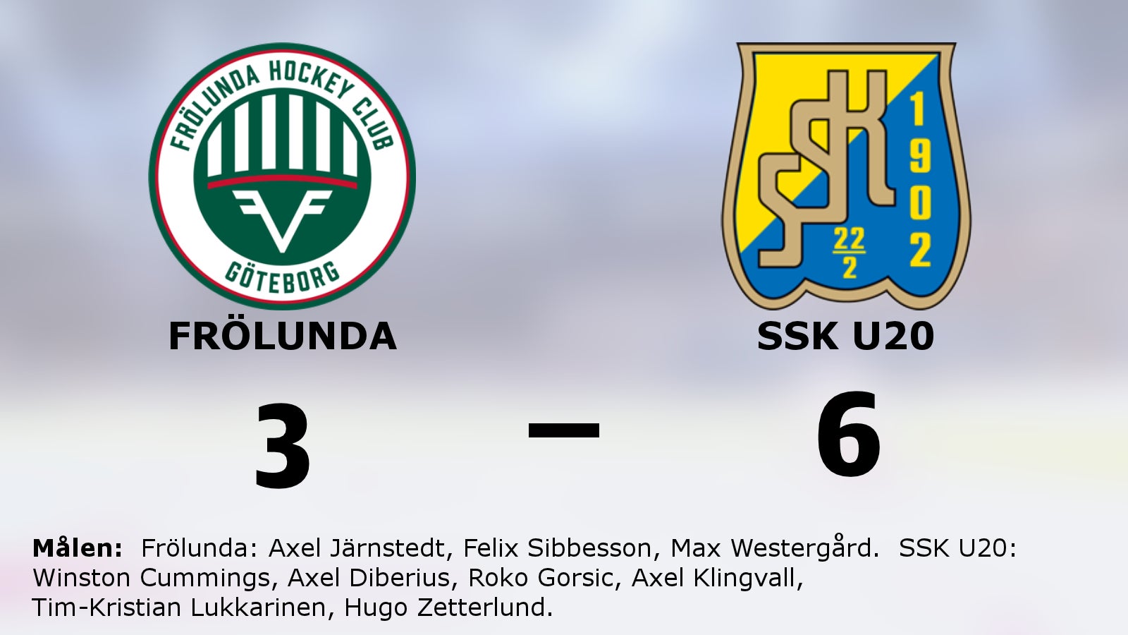 Segersviten sprack för Frölunda mot SSK U20