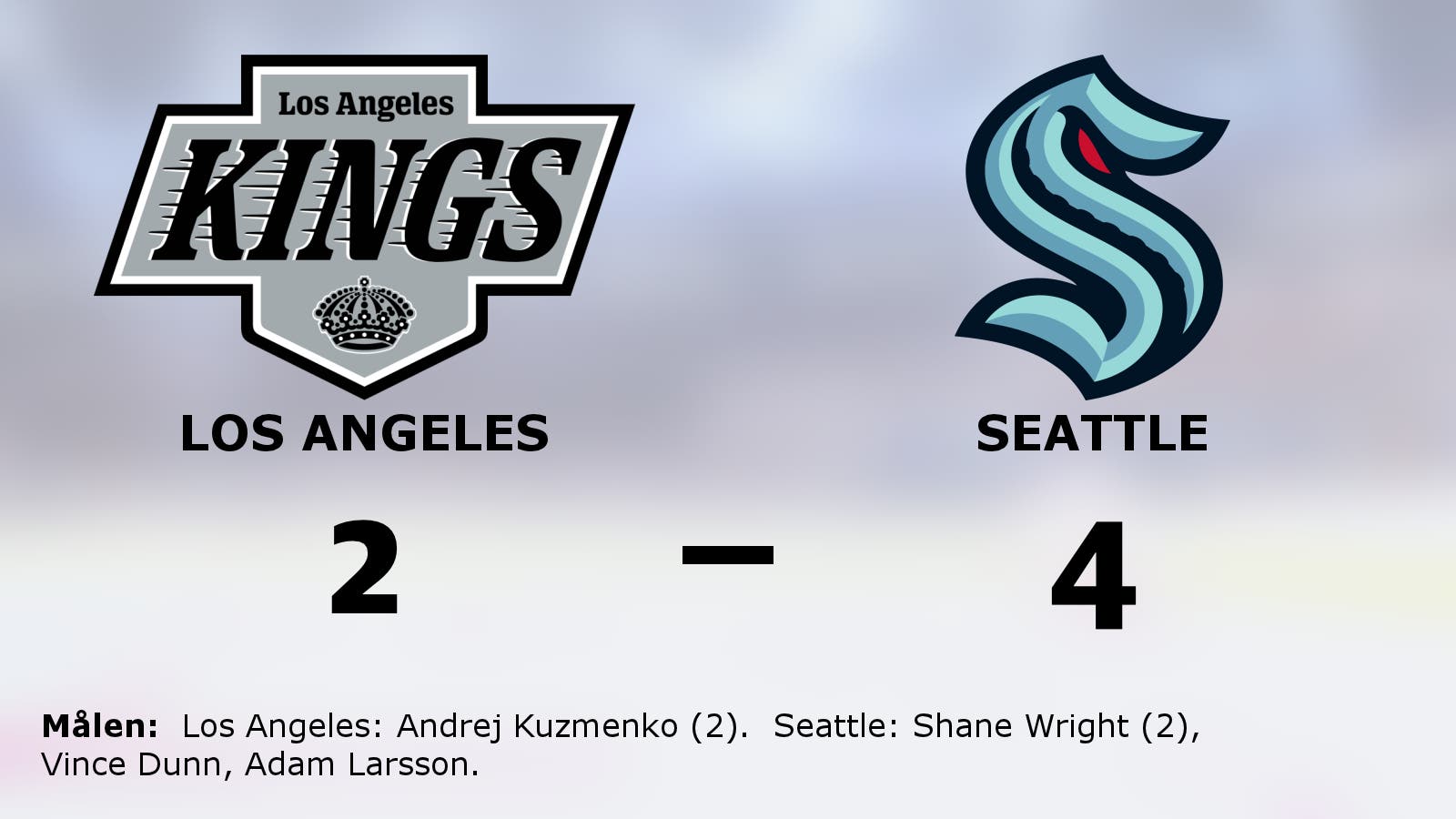 Seattles Shane Wright bakom två mål i segern mot Los Angeles