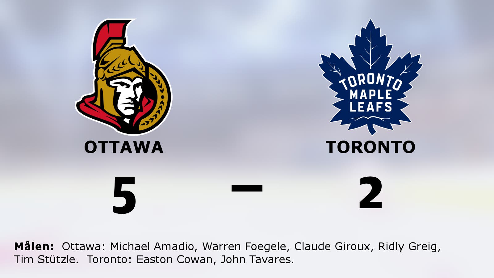 Seger för Ottawa mot Toronto på hemmaplan