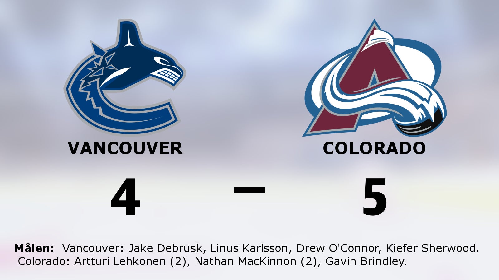 Seger i förlängningen för Colorado mot Vancouver