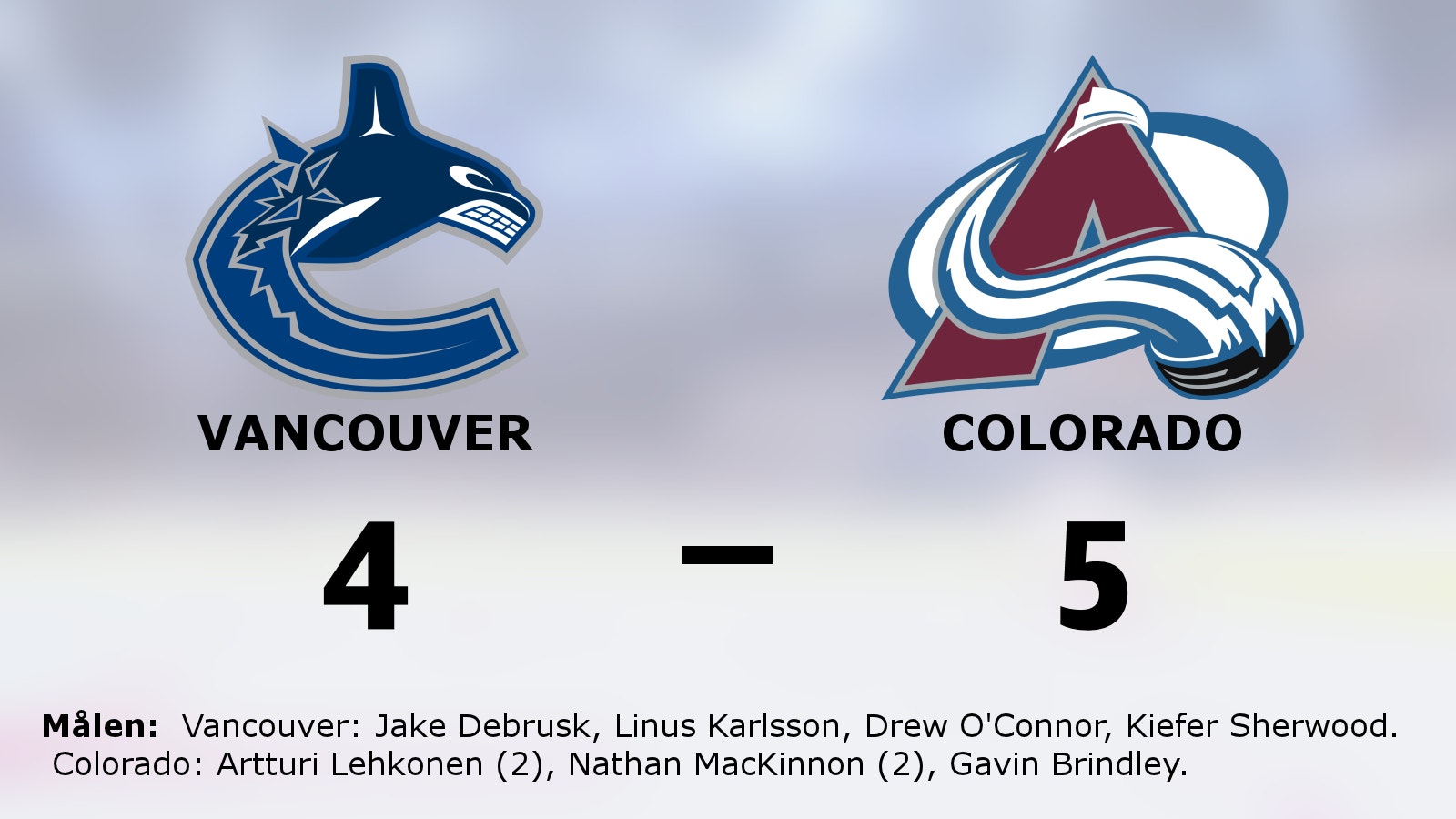 Seger i förlängningen för Colorado mot Vancouver