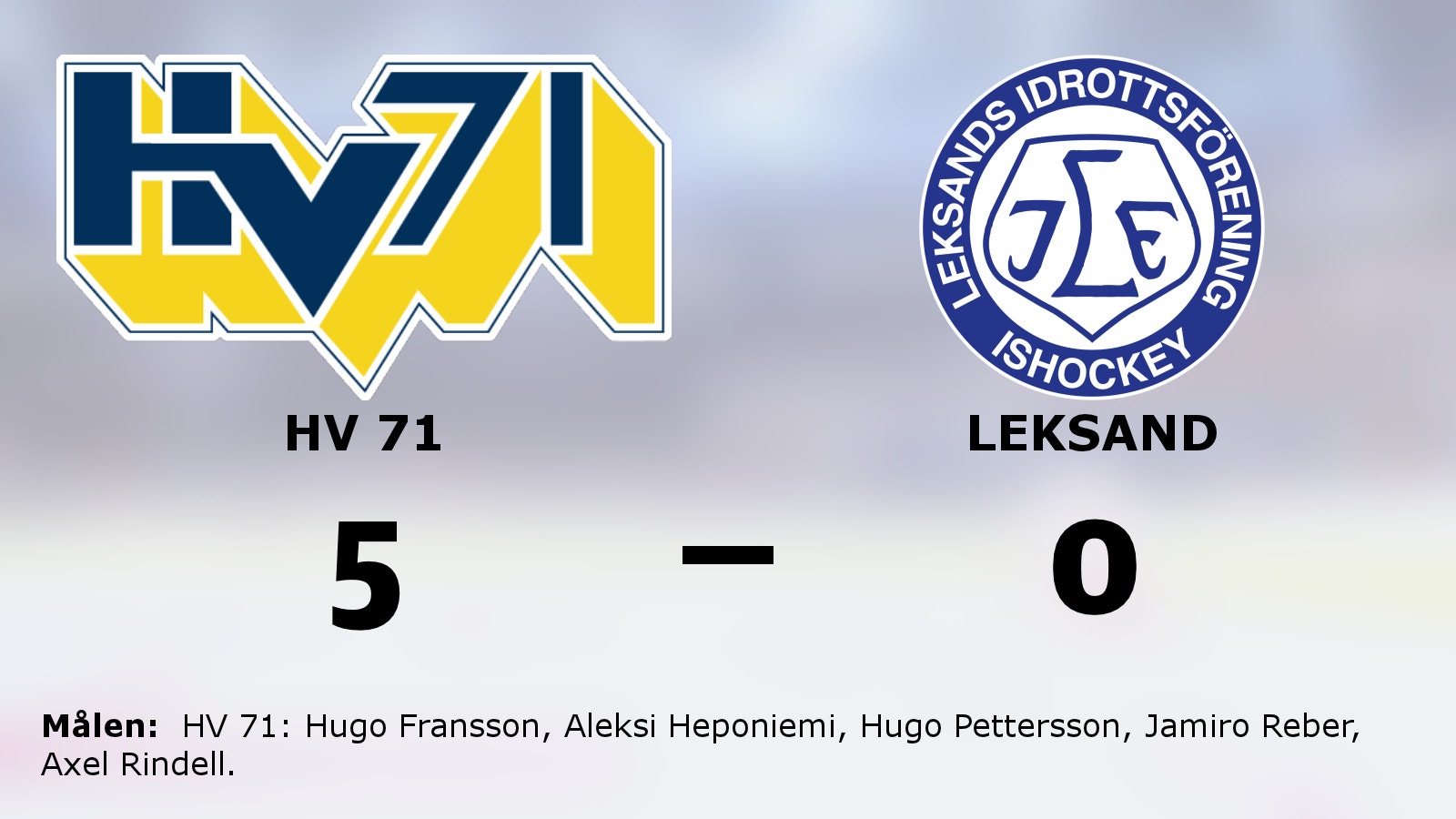 HV 71 nollade Leksand – vann på hemmaplan