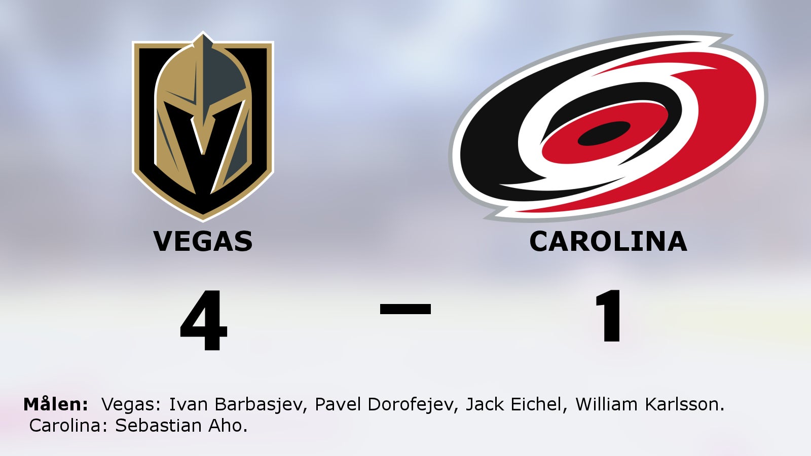 Seger för Vegas i tidiga toppmatchen mot Carolina
