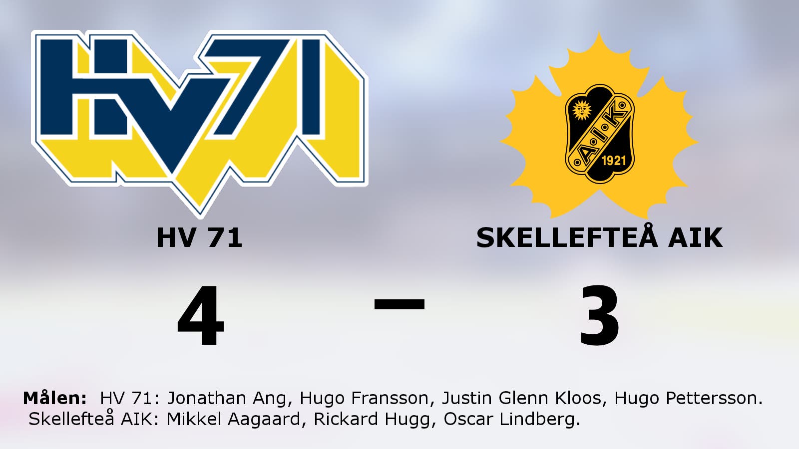 Efter förlustsviten: Seger igen för HV 71 – 4–3 mot Skellefteå AIK