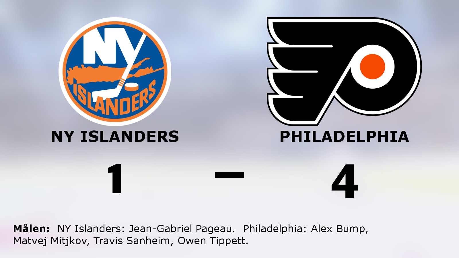 Seger för Philadelphia mot NY Islanders på bortaplan
