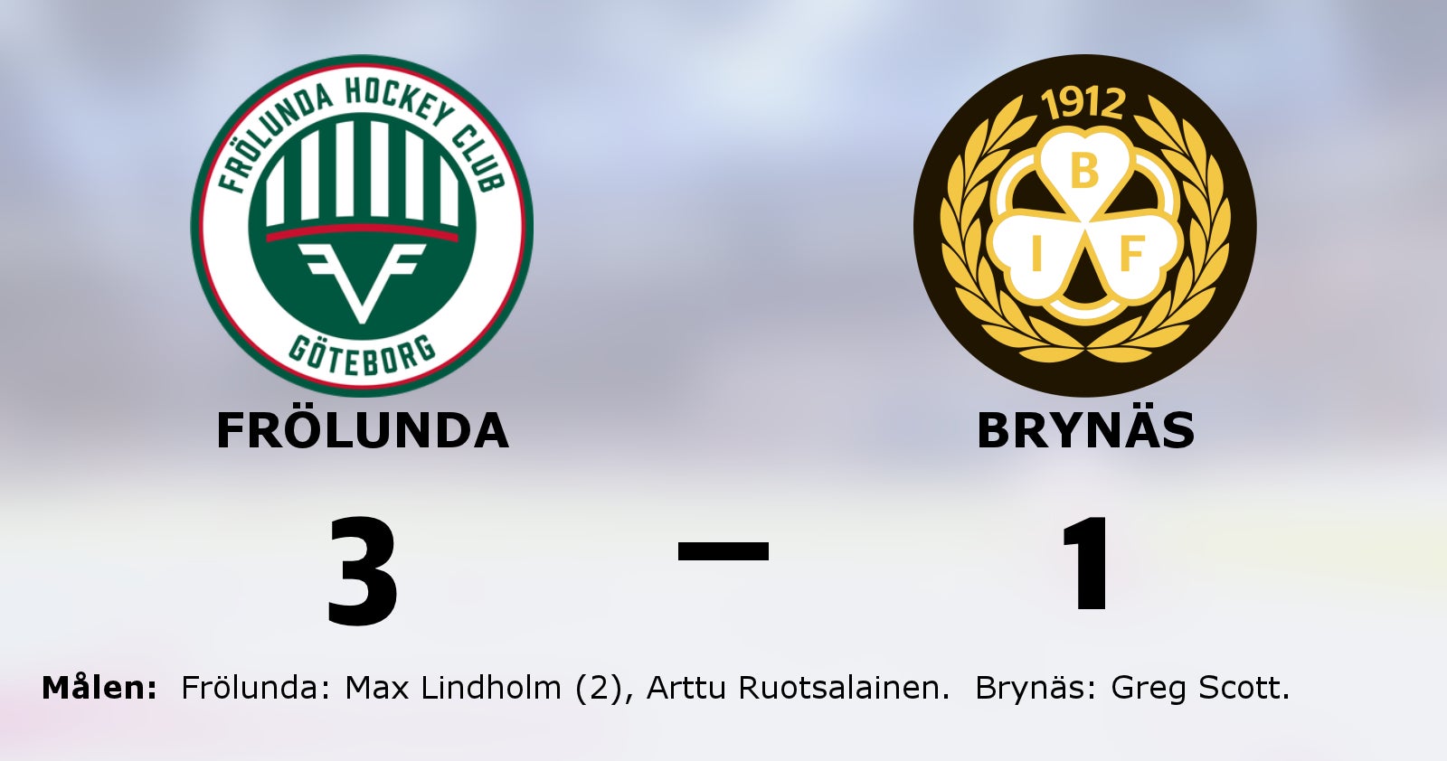 Max Lindholm i målform – Frölunda vann mot Brynäs