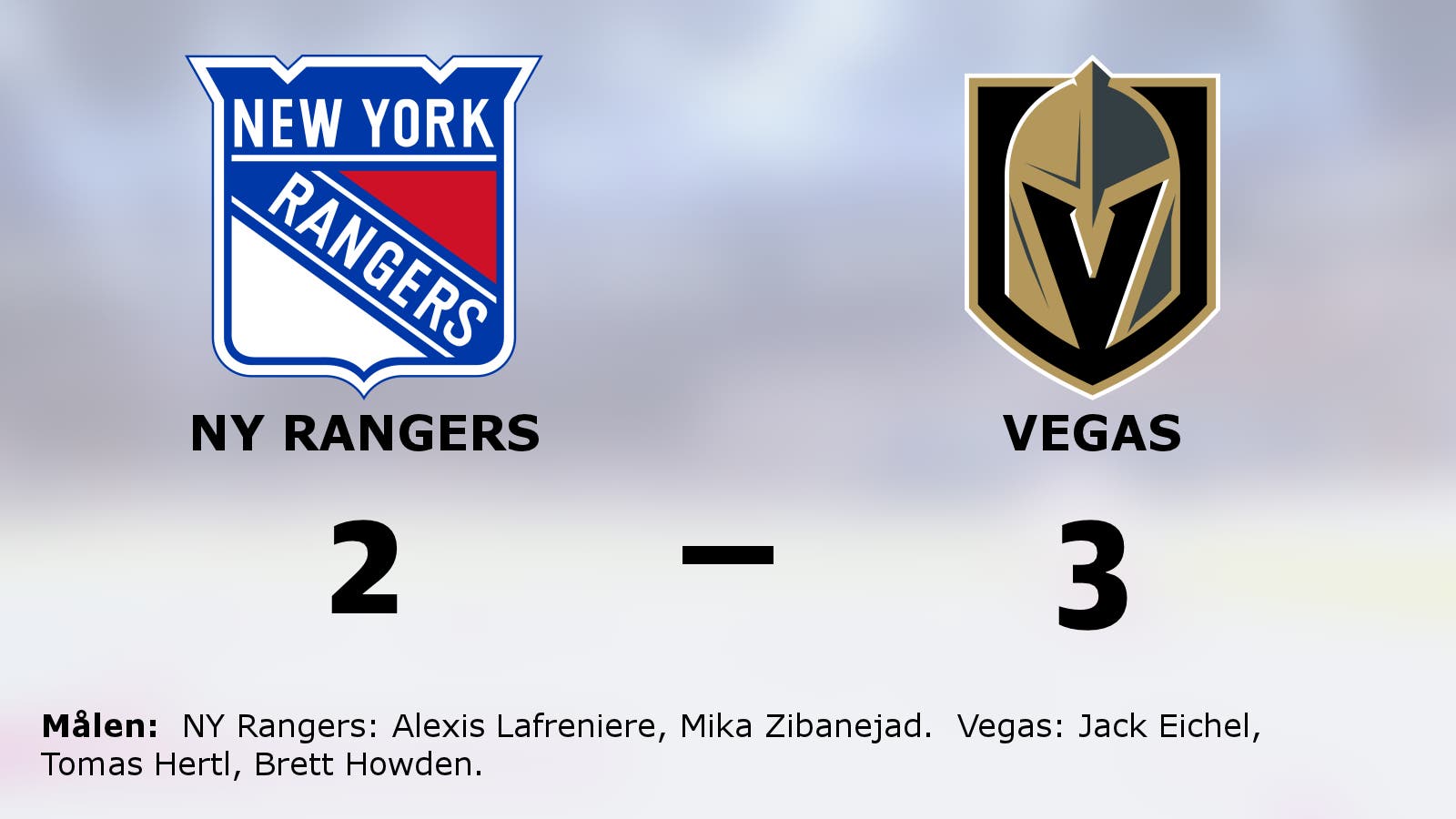 Vegas vinnare mot NY Rangers – kvitterade och avgjorde sent