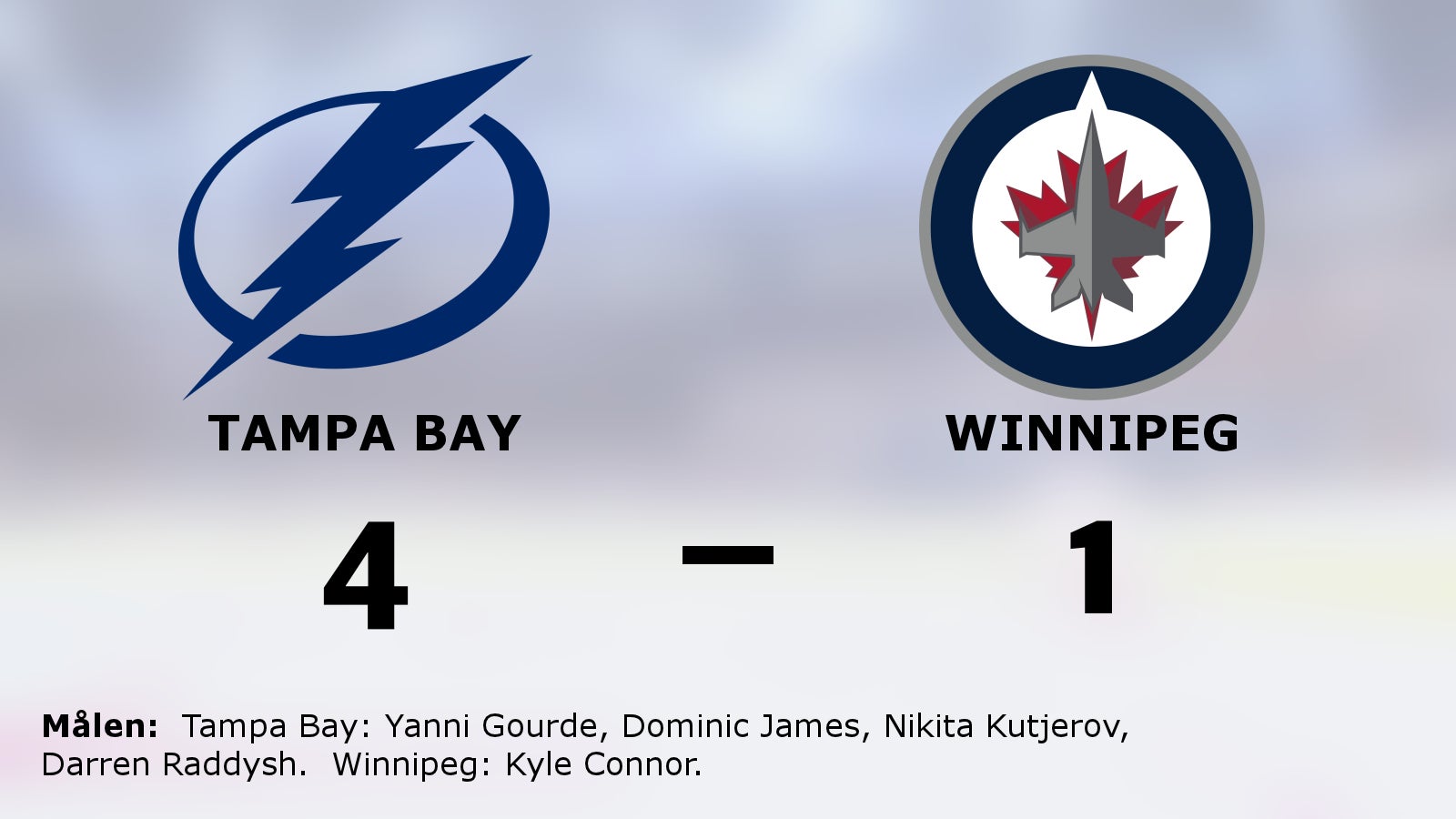Tampa Bay fortsätter vinna på hemmaplan – slog Winnipeg med 4–1
