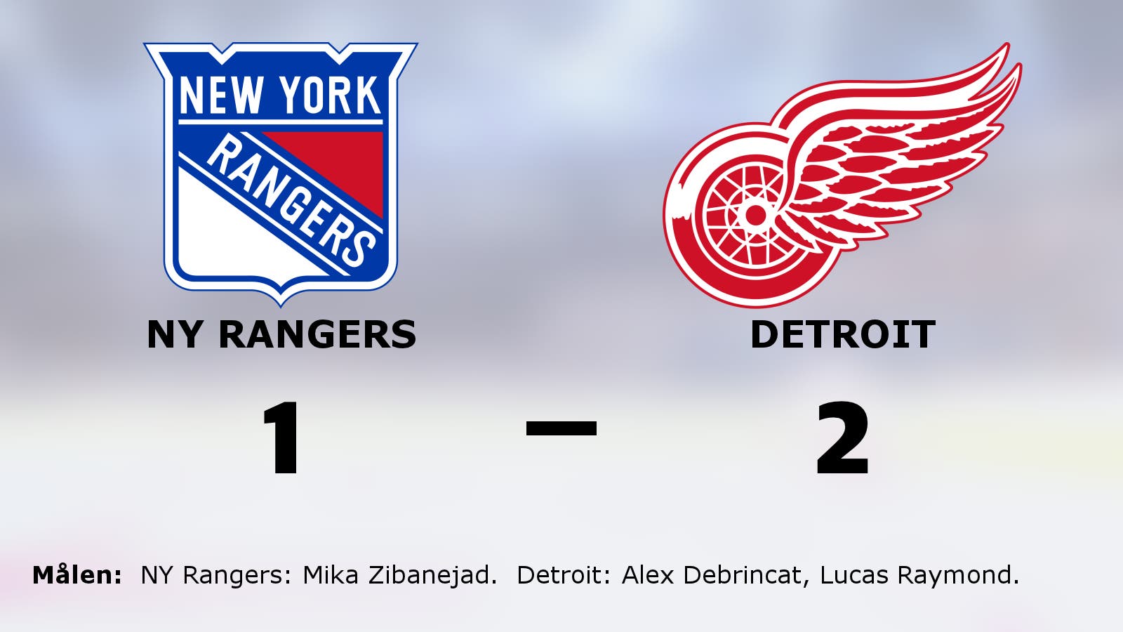Detroit avgjorde i tredje perioden – vann mot NY Rangers