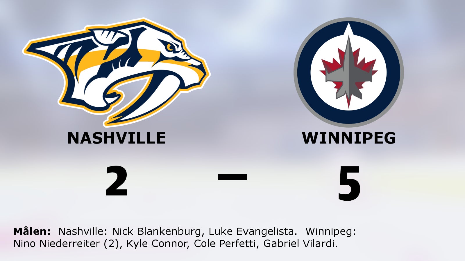 Förlustsviten bruten för Winnipeg – efter 5–2 mot Nashville