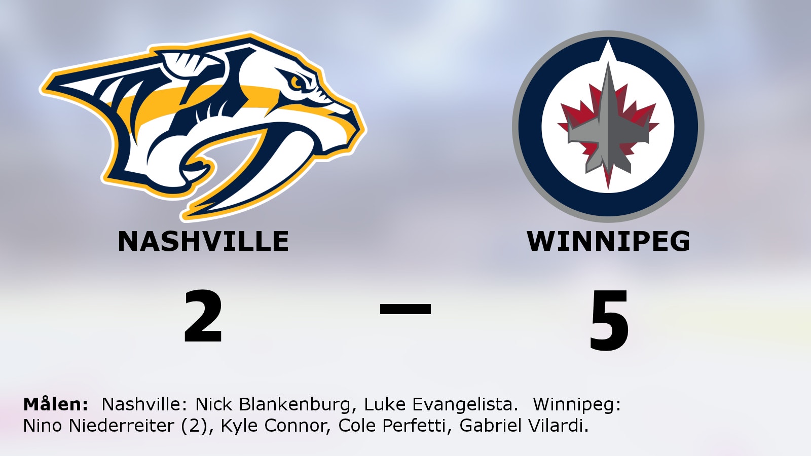 Förlustsviten bruten för Winnipeg – efter 5–2 mot Nashville