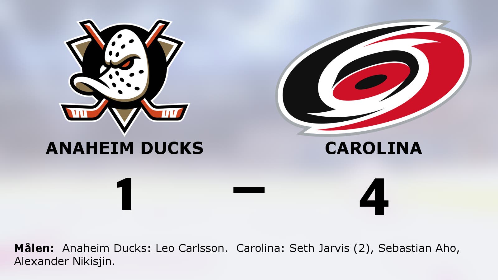 Bortasegern mot Anaheim Ducks förlänger sviten för Carolina