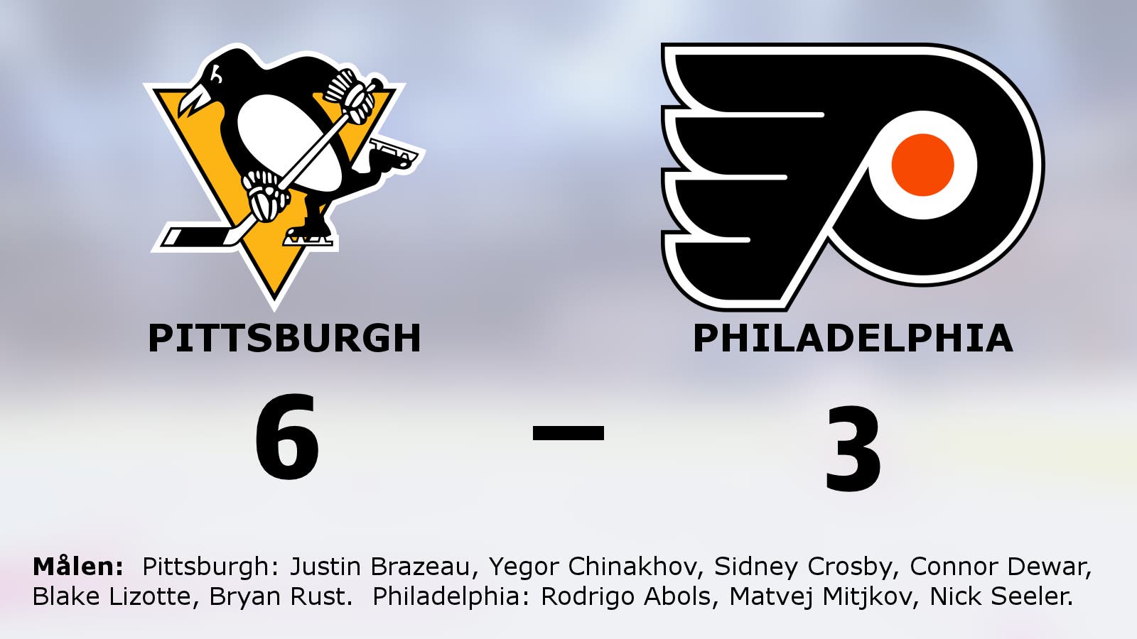 Pittsburgh segrade mot Philadelphia i NHL