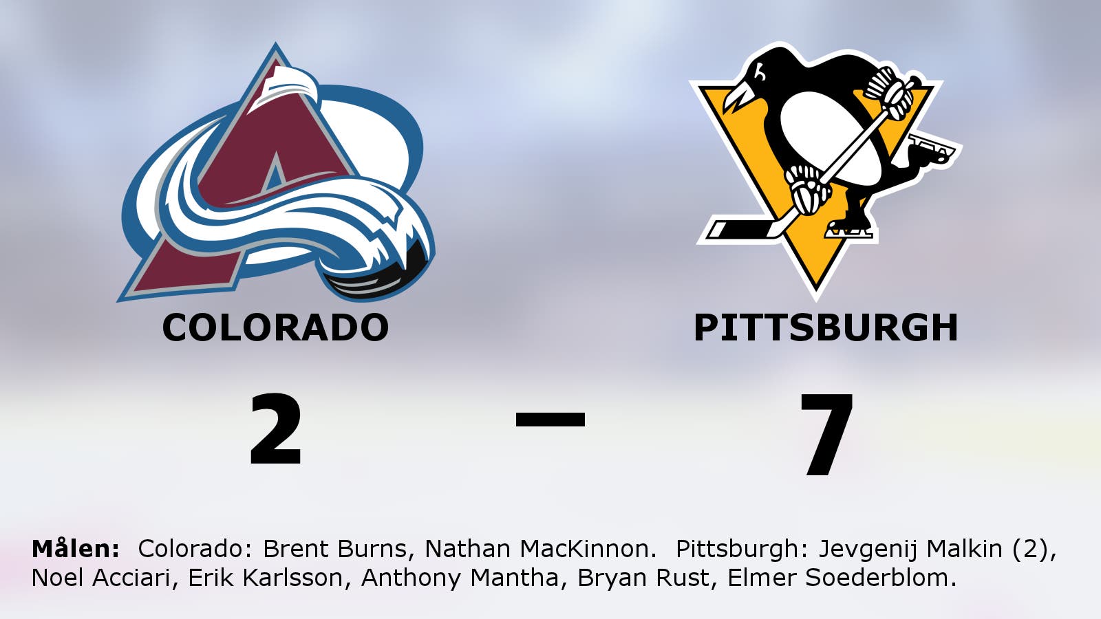 Pittsburgh segrade i toppmötet mot Colorado