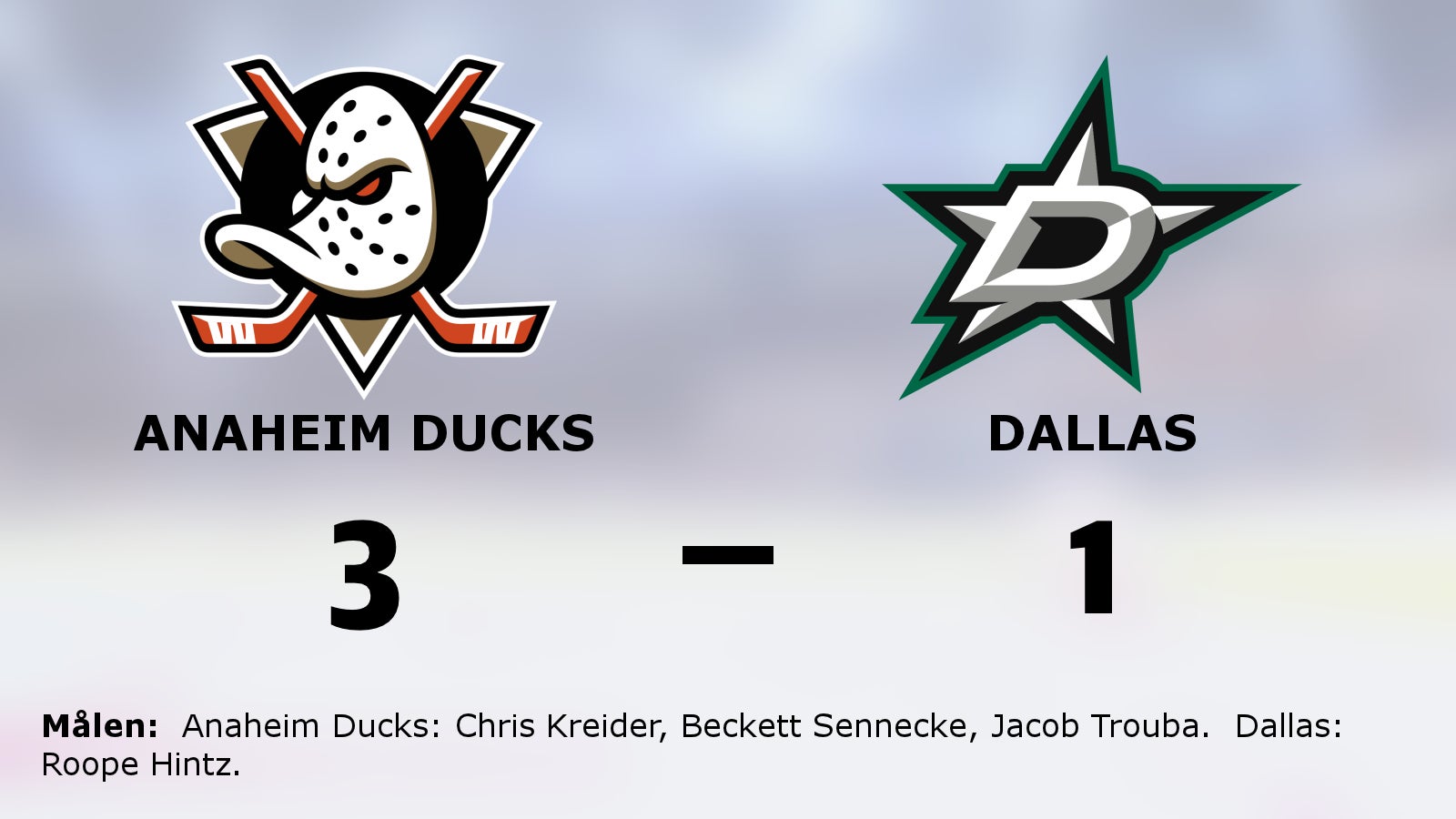 Anaheim Ducks bröt tunga sviten mot Dallas