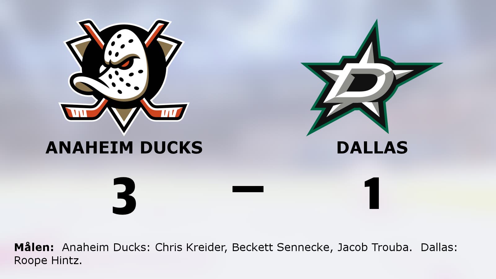 Anaheim Ducks bröt tunga sviten mot Dallas