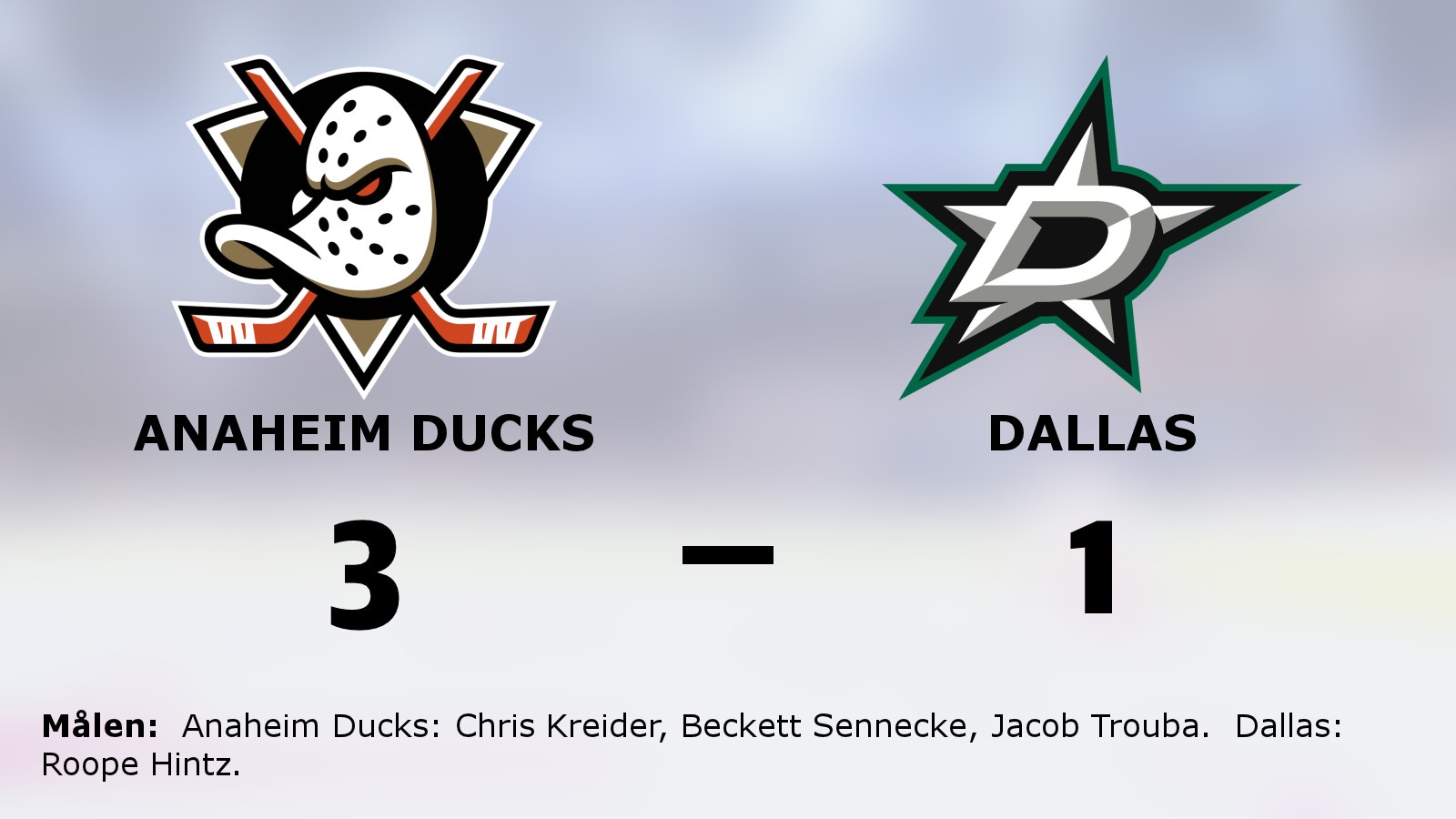 Anaheim Ducks bröt tunga sviten mot Dallas