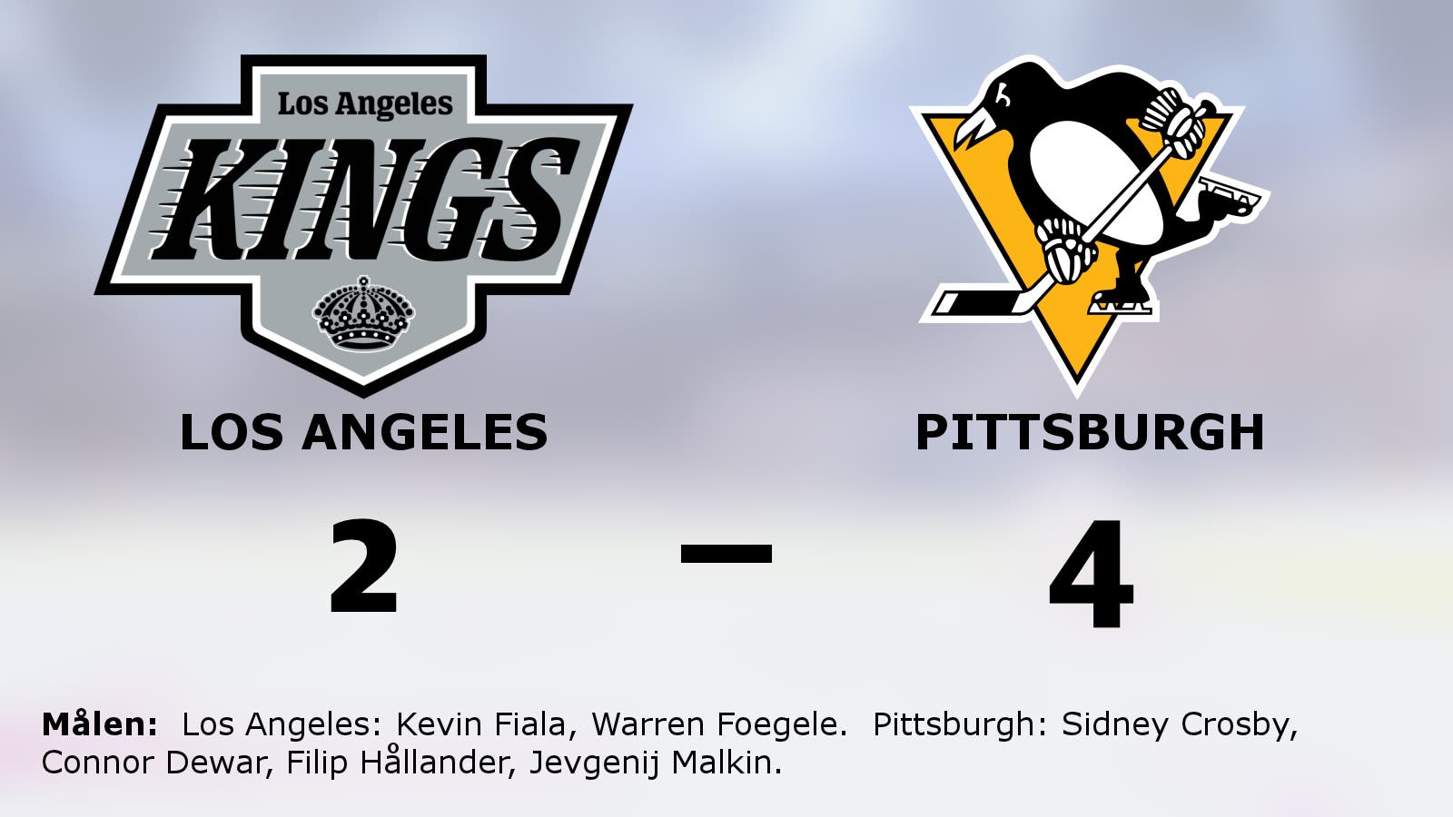 Tre poäng till Pittsburgh efter avgörande i slutperioden mot Los Angeles