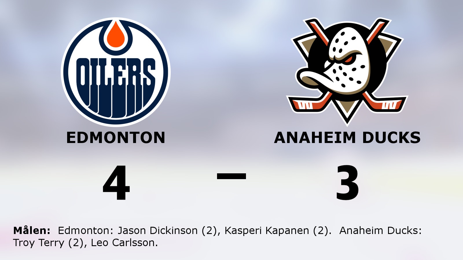 Skön start för Edmonton – vann mot Anaheim Ducks