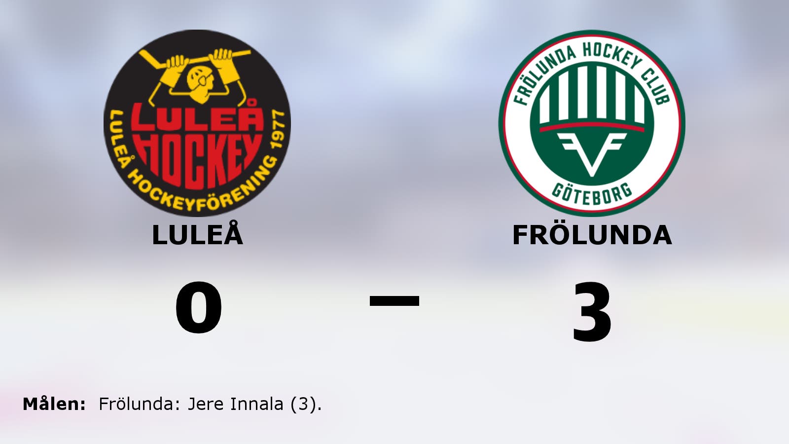 Frölundas fina svit håller i sig efter 3–0 mot Luleå