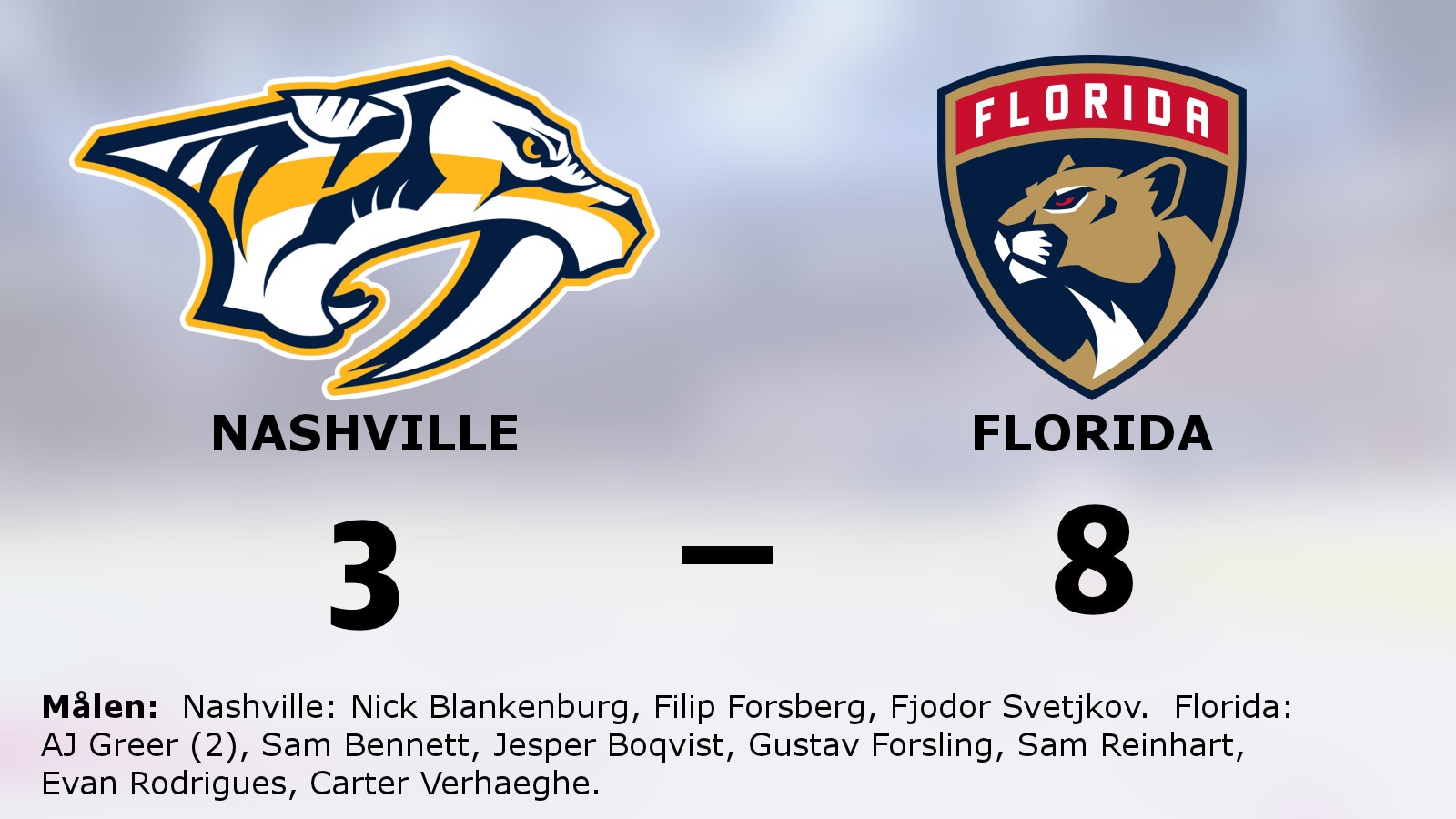 Nashville en lätt match för Florida