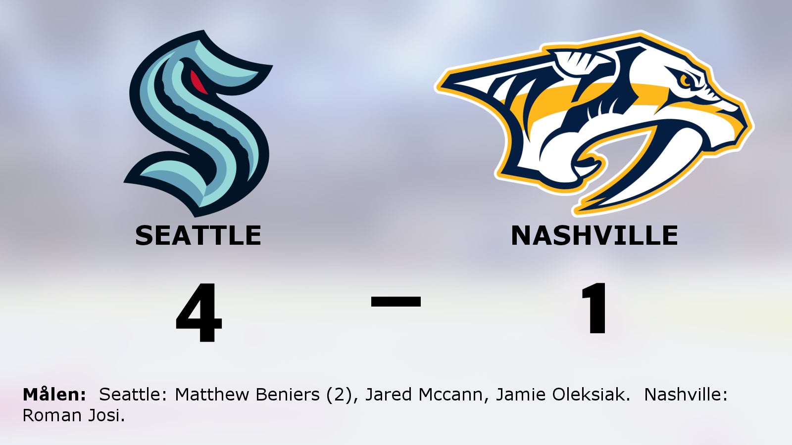 Matthew Beniers i form när Seattle vann mot Nashville