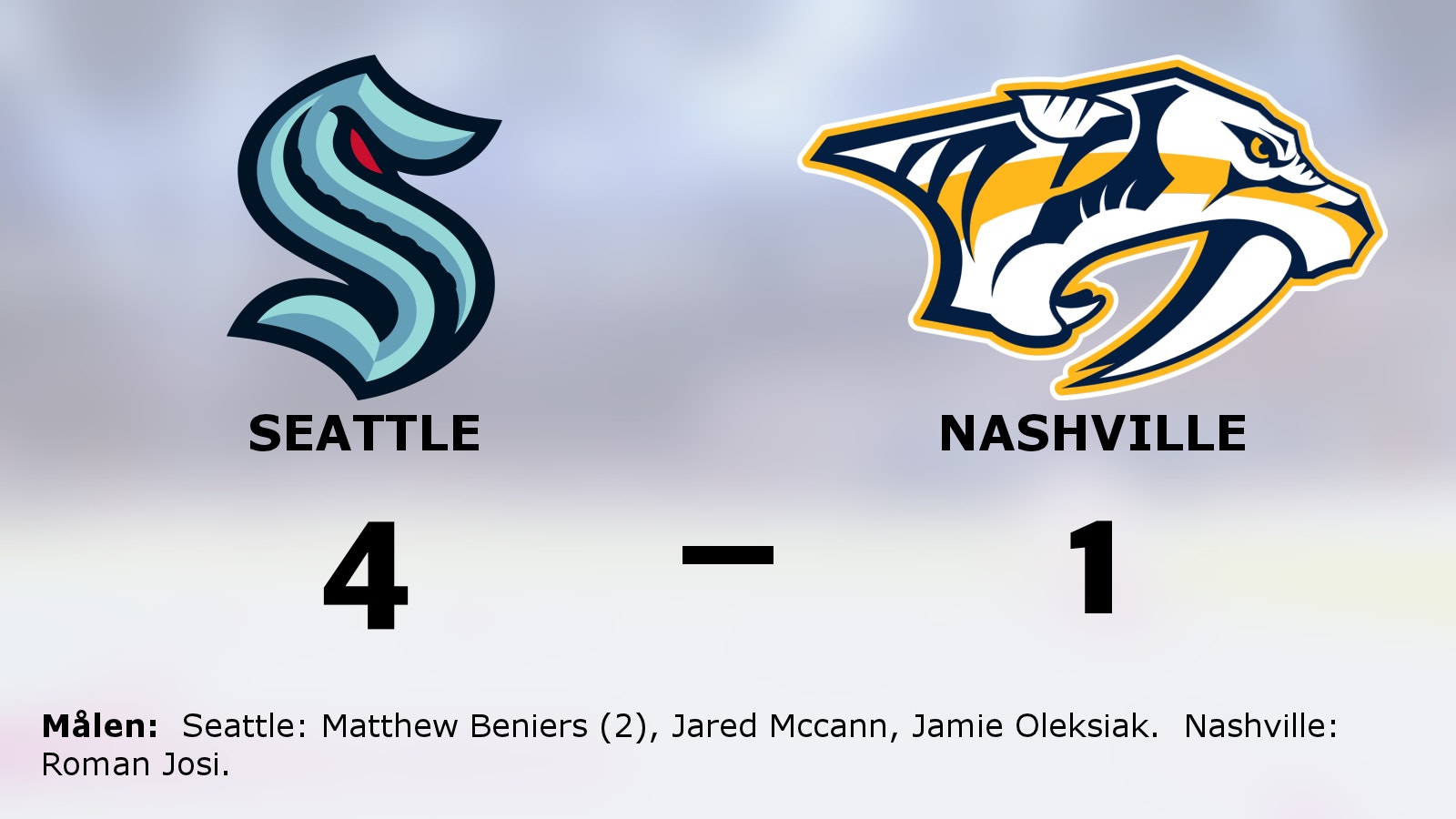 Matthew Beniers i form när Seattle vann mot Nashville