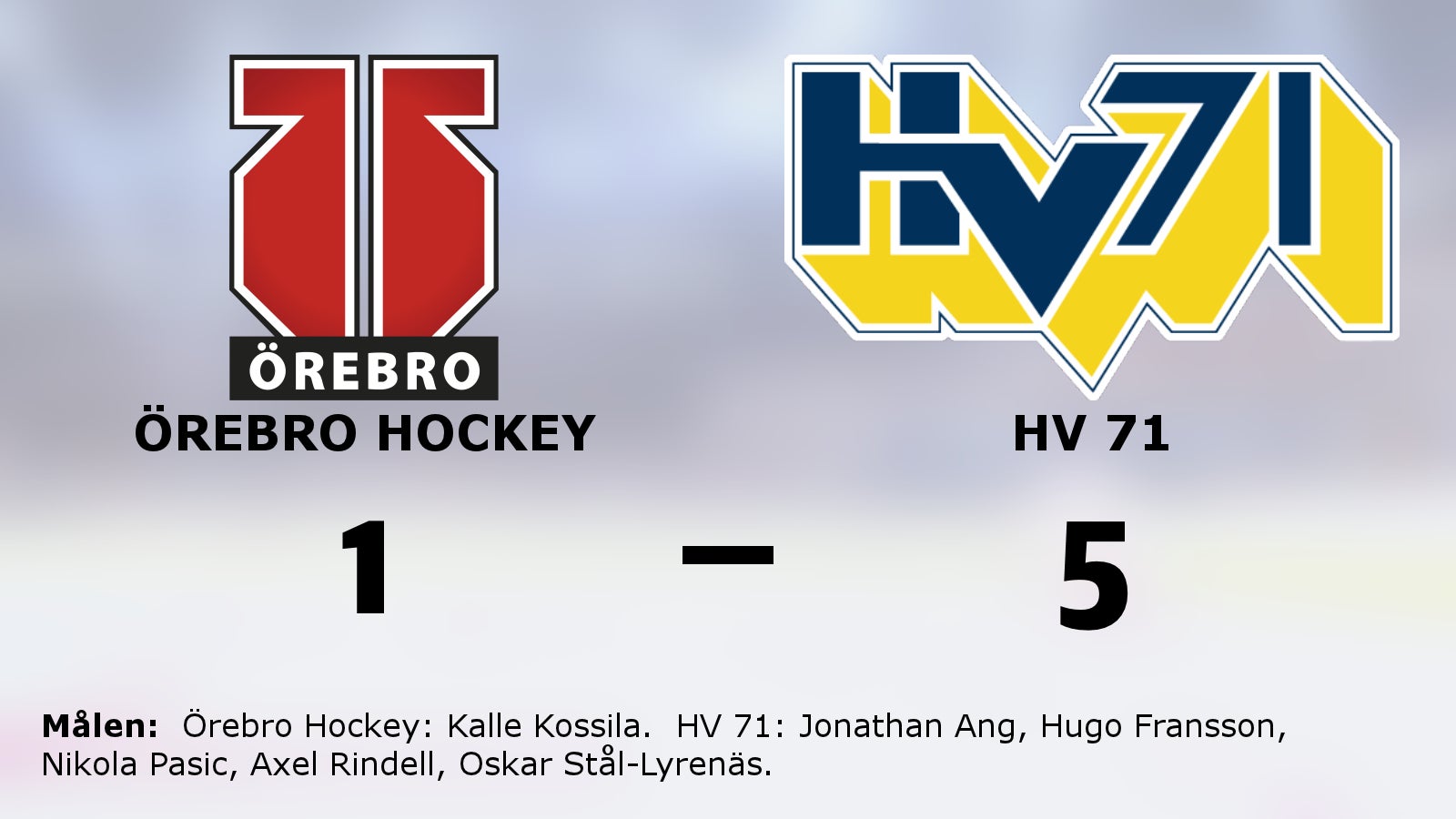 HV 71 vann mot Örebro Hockey