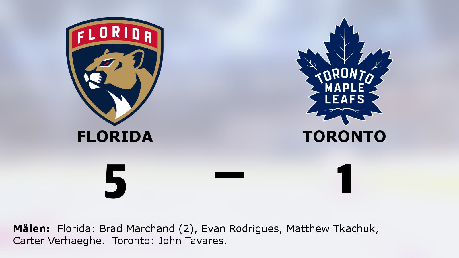 Brad Marchand tvåmålsskytt när Florida vann mot Toronto