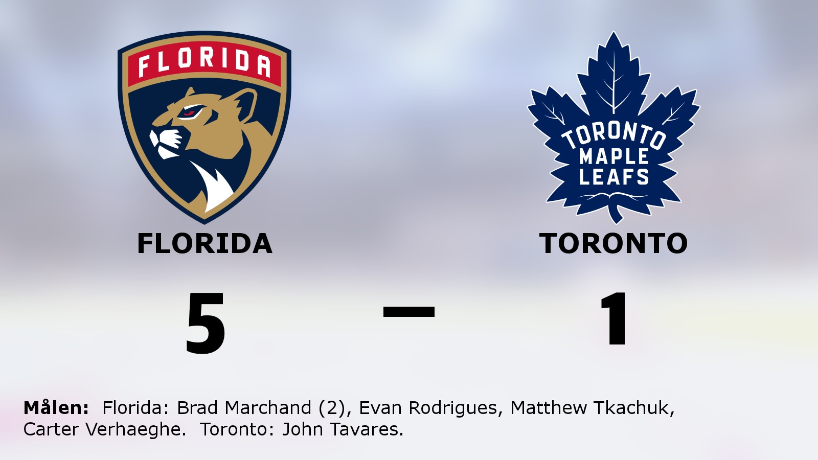 Brad Marchand tvåmålsskytt när Florida vann mot Toronto