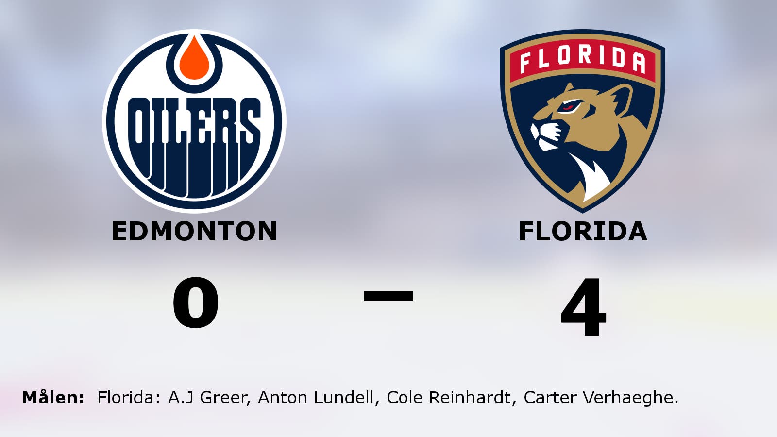 Florida nollade Edmonton – segrade med 4–0